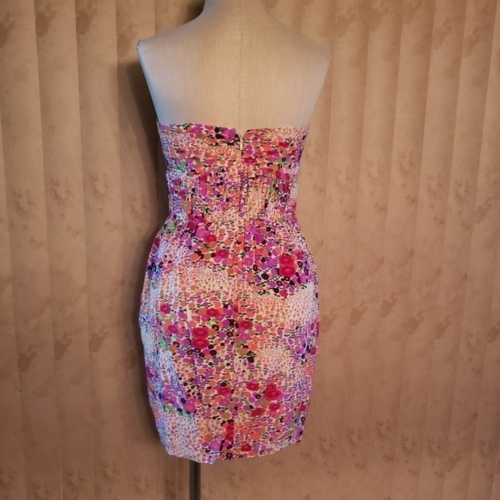 ANTHRO Shoshanna Strapless Pleated Dress Multi 2 - Picture 3 of 6